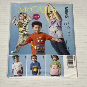 McCall's M6545 Childrens Top & Appliques size 6 7 8 Uncut